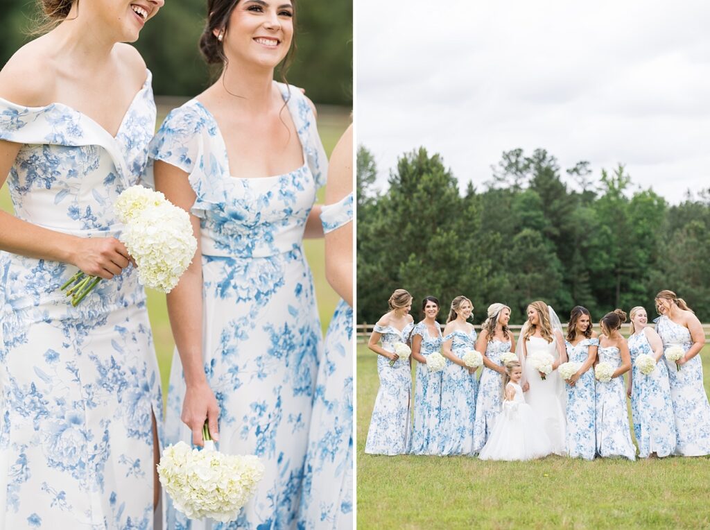 Bridesmaid dress inspiration | blue and white bridesmaid dresses | The Evermore Wedding | The Evermore Wedding Photographer | Raleigh NC Wedding Photographer