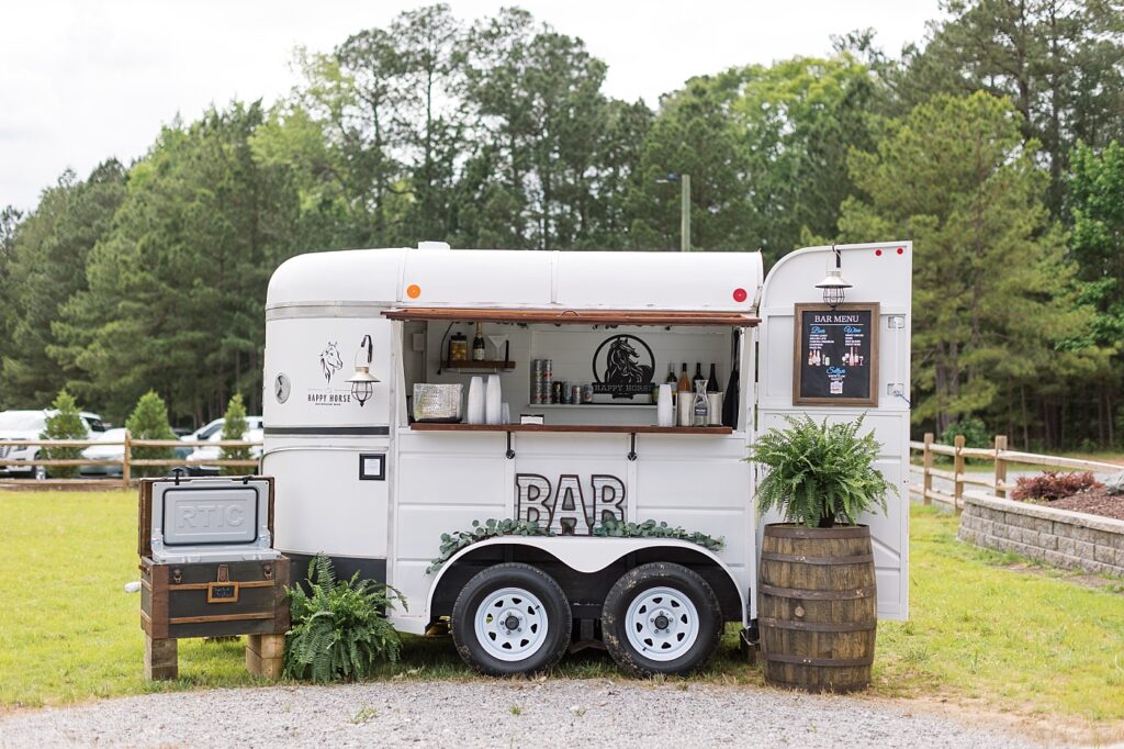 Mobile bar outside | The Evermore Wedding | The Evermore Wedding Photographer | Raleigh NC Wedding Photographer