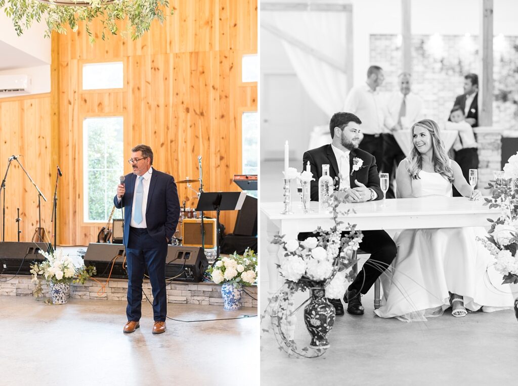 Wedding toast during wedding reception | The Evermore Wedding | The Evermore Wedding Photographer | Raleigh NC Wedding Photographer