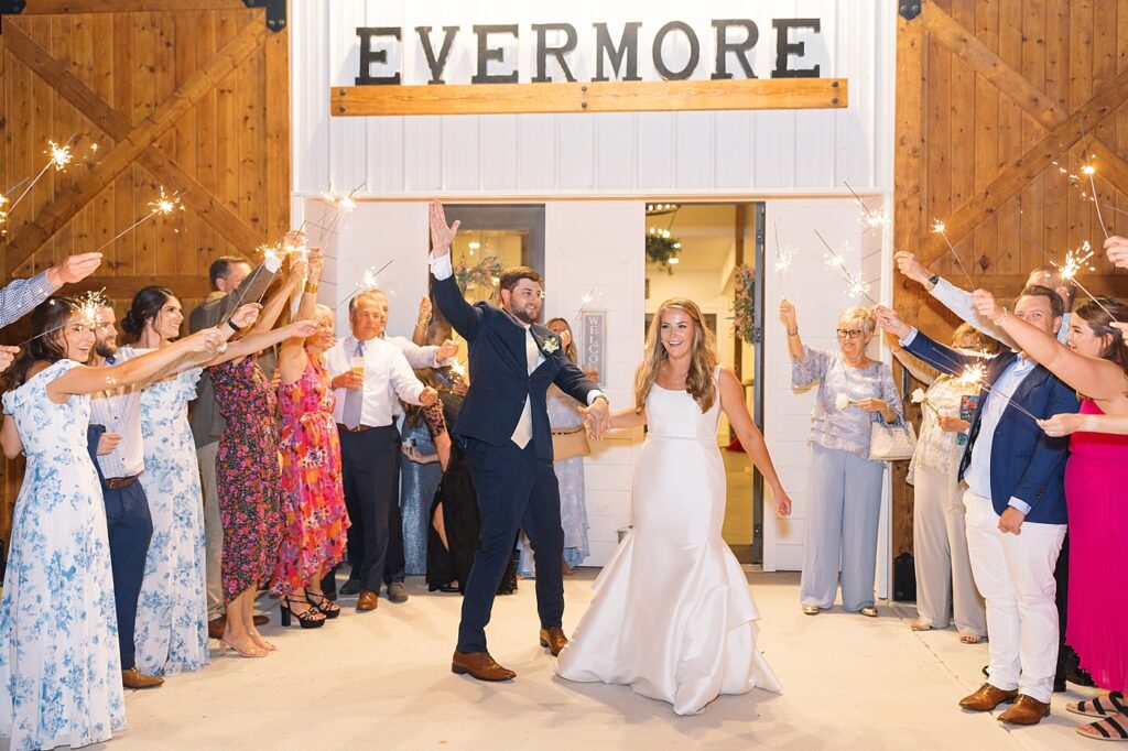 Bride and groom sparkler exit | The Evermore Wedding | The Evermore Wedding Photographer | Raleigh NC Wedding Photographer