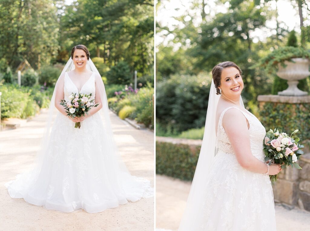 Bride wedding dress and veil inspiration | Bridal Portraits at Duke Gardens | Raleigh NC Wedding Photographer | Bridal Portrait Photographer