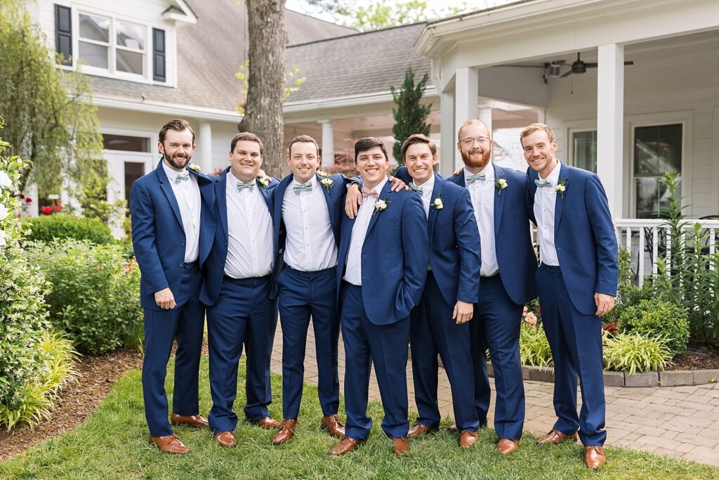 Groom with groomsmen | Spring Wedding | The Matthews House Wedding | The Matthews House Wedding Photographer | Raleigh NC Wedding Photographer