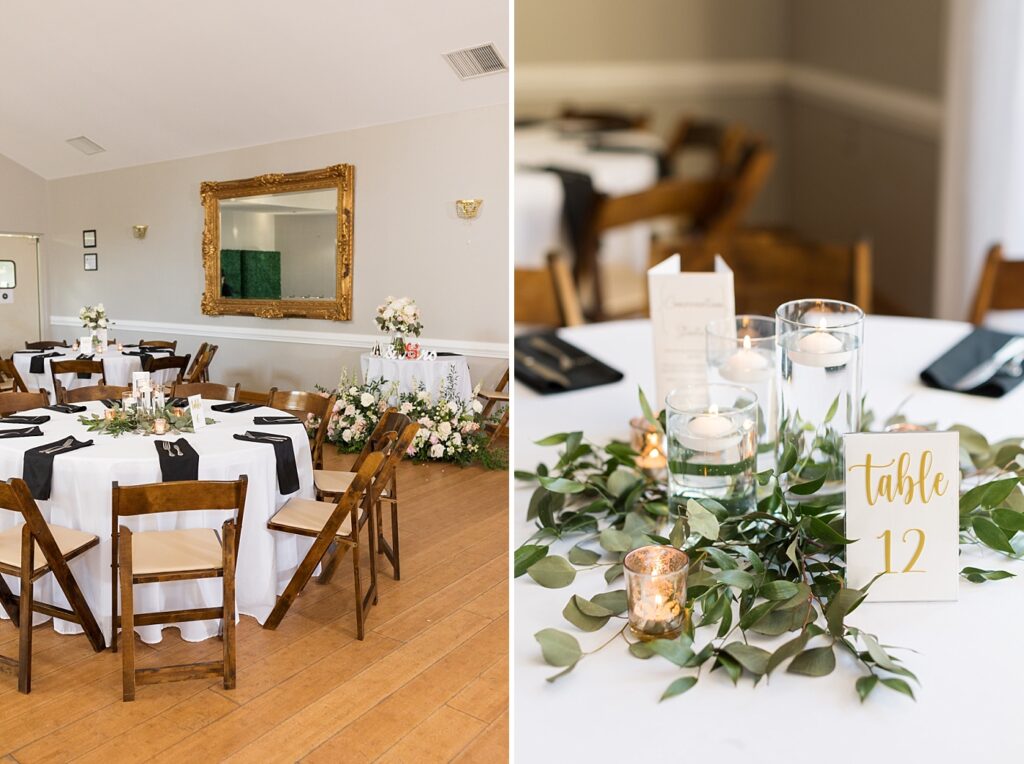 Wedding venue table décor | Spring Wedding | The Matthews House Wedding | The Matthews House Wedding Photographer | Raleigh NC Wedding Photographer