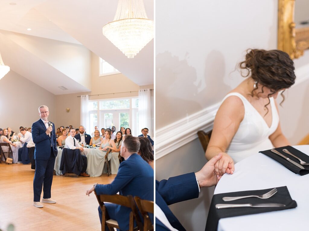 Father of the bride giving speech and prayer | Spring Wedding | The Matthews House Wedding | The Matthews House Wedding Photographer | Raleigh NC Wedding Photographer