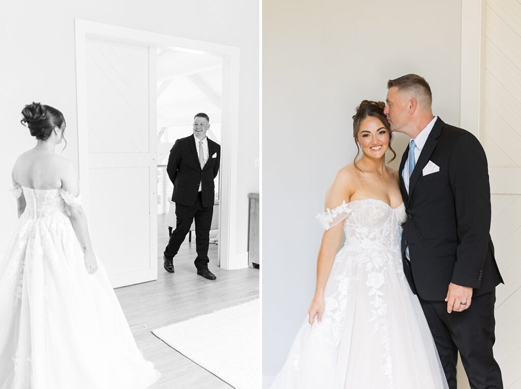 Father daughter first look | Blue and white Wedding | Carolina Groves Wedding | Carolina Groves Wedding Photographer | Raleigh NC Wedding Photographer