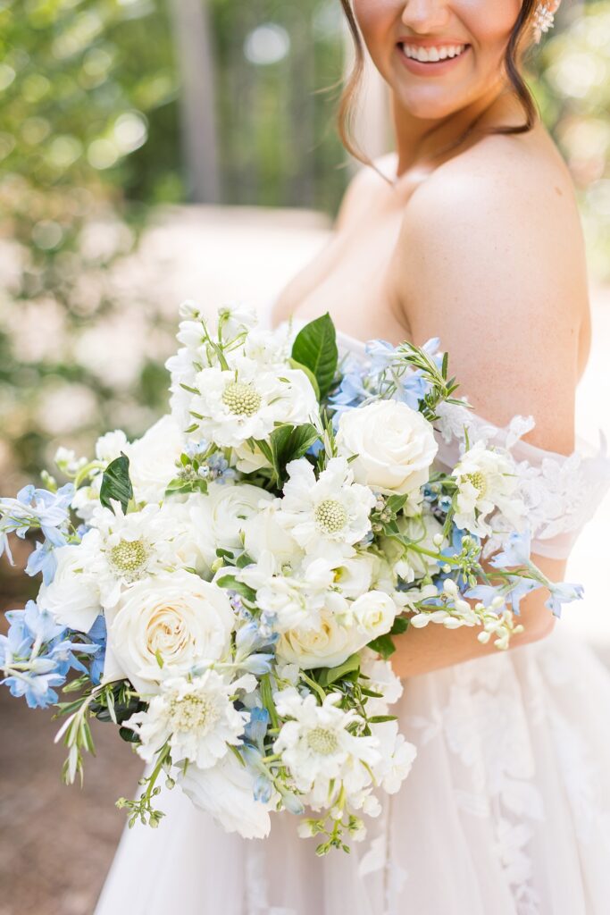 Blue and white bridal bouquet inspiration | Blue and white Wedding | Carolina Groves Wedding | Carolina Groves Wedding Photographer | Raleigh NC Wedding Photographer
