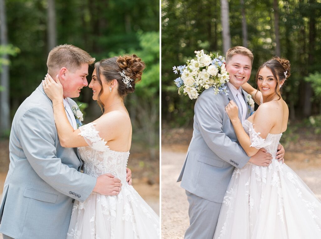 Bride and groom posing inspiration | Blue and white Wedding | Carolina Groves Wedding | Carolina Groves Wedding Photographer | Raleigh NC Wedding Photographer