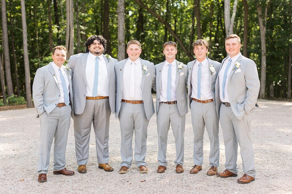Groom standing with groomsmen | Blue and white Wedding | Carolina Groves Wedding | Carolina Groves Wedding Photographer | Raleigh NC Wedding Photographer