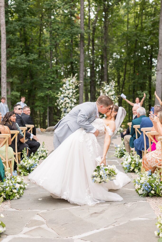 Bride and groom wedding ceremony inspiration | Blue and white Wedding | Carolina Groves Wedding | Carolina Groves Wedding Photographer | Raleigh NC Wedding Photographer