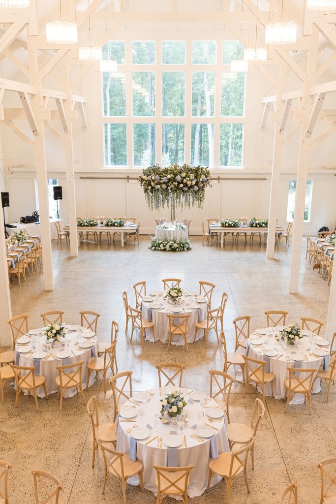 Wedding venue décor | Blue and white Wedding | Carolina Groves Wedding | Carolina Groves Wedding Photographer | Raleigh NC Wedding Photographer