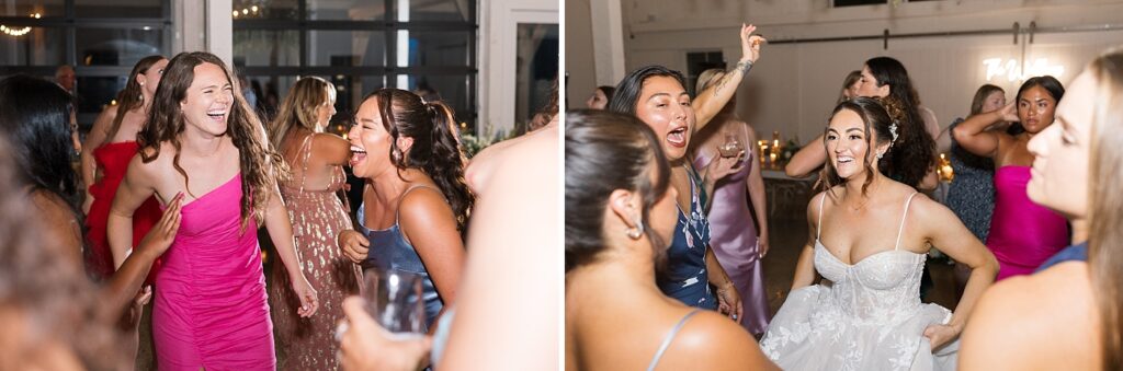 Bride dancing with wedding guests | Blue and white Wedding | Carolina Groves Wedding | Carolina Groves Wedding Photographer | Raleigh NC Wedding Photographer