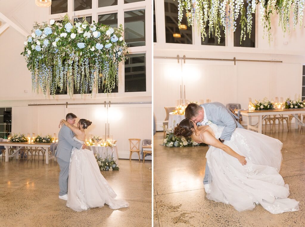 Bride and groom last dance | Blue and white Wedding | Carolina Groves Wedding | Carolina Groves Wedding Photographer | Raleigh NC Wedding Photographer