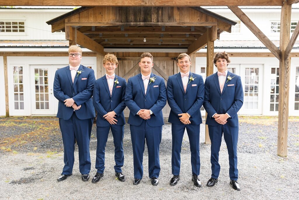Groom and his groomsmen smiling | Harvest House Wedding | Harvest House Photographer | Raleigh NC Wedding Photographer