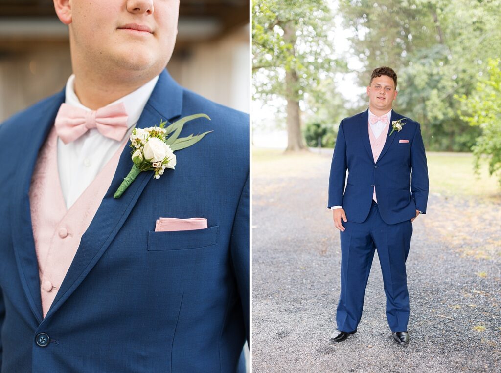 Groom's boutonniere closeup | Harvest House Wedding | Harvest House Photographer | Raleigh NC Wedding Photographer