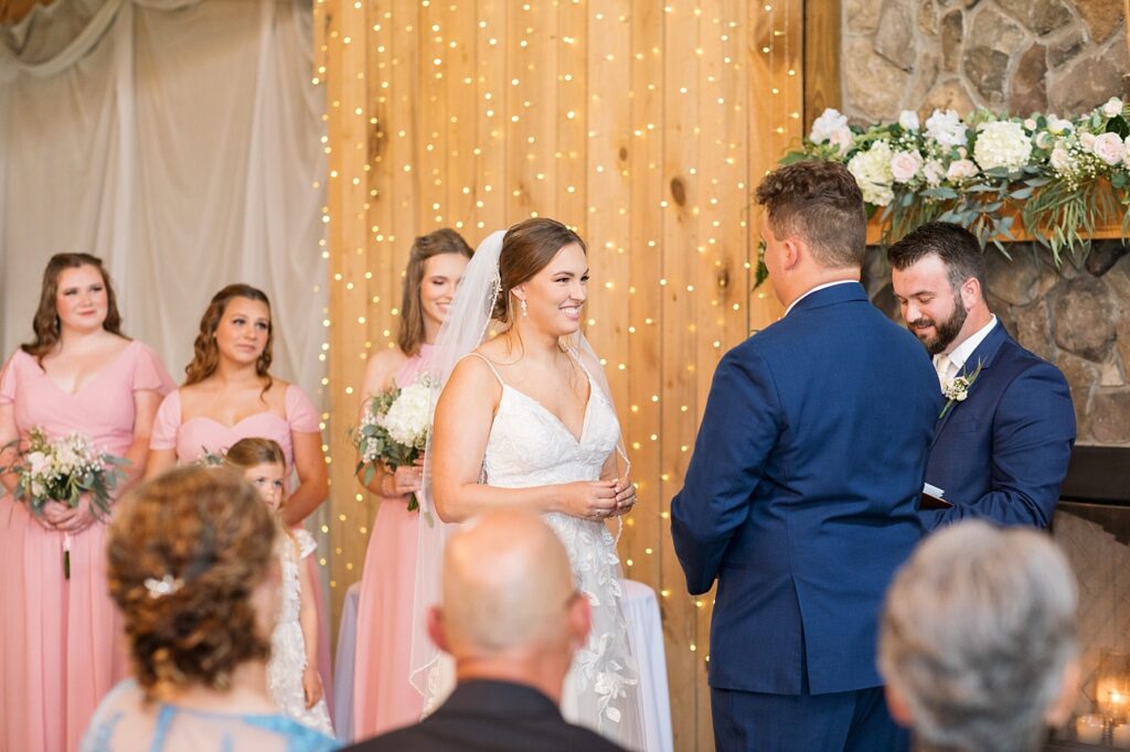 Groom saying vows during wedding ceremony | Rustic wedding | Harvest House Wedding | Harvest House Photographer | Raleigh NC Wedding Photographer