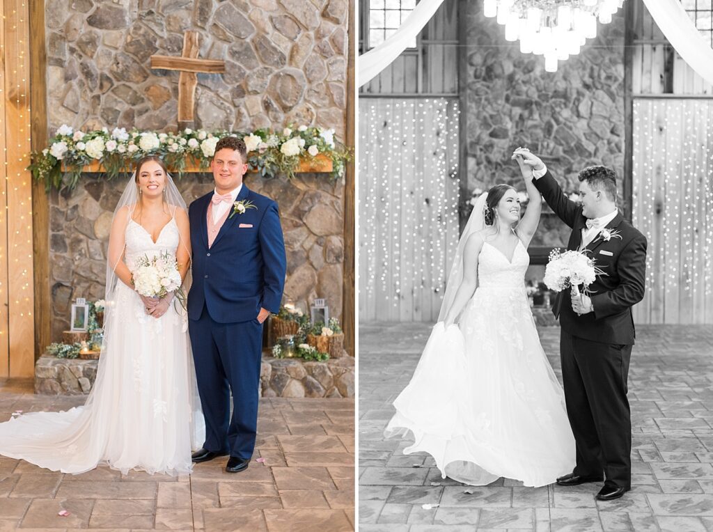 Bride and groom smiling | Rustic wedding | Harvest House Wedding | Harvest House Photographer | Raleigh NC Wedding Photographer