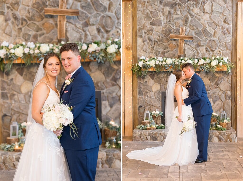 Bride and groom kissing | Rustic wedding | Harvest House Wedding | Harvest House Photographer | Raleigh NC Wedding Photographer