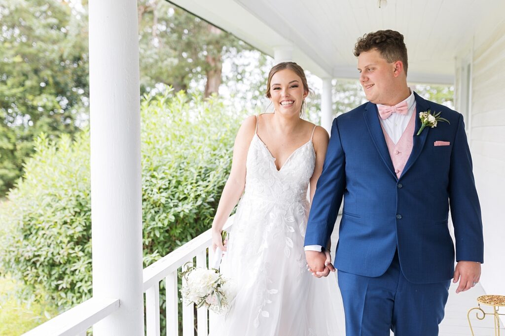 Bride and groom smiling | Rustic wedding | Harvest House Wedding | Harvest House Photographer | Raleigh NC Wedding Photographer