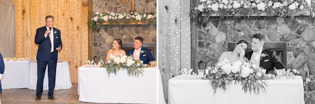 Toasts during wedding reception | Rustic wedding | Harvest House Wedding | Harvest House Photographer | Raleigh NC Wedding Photographer