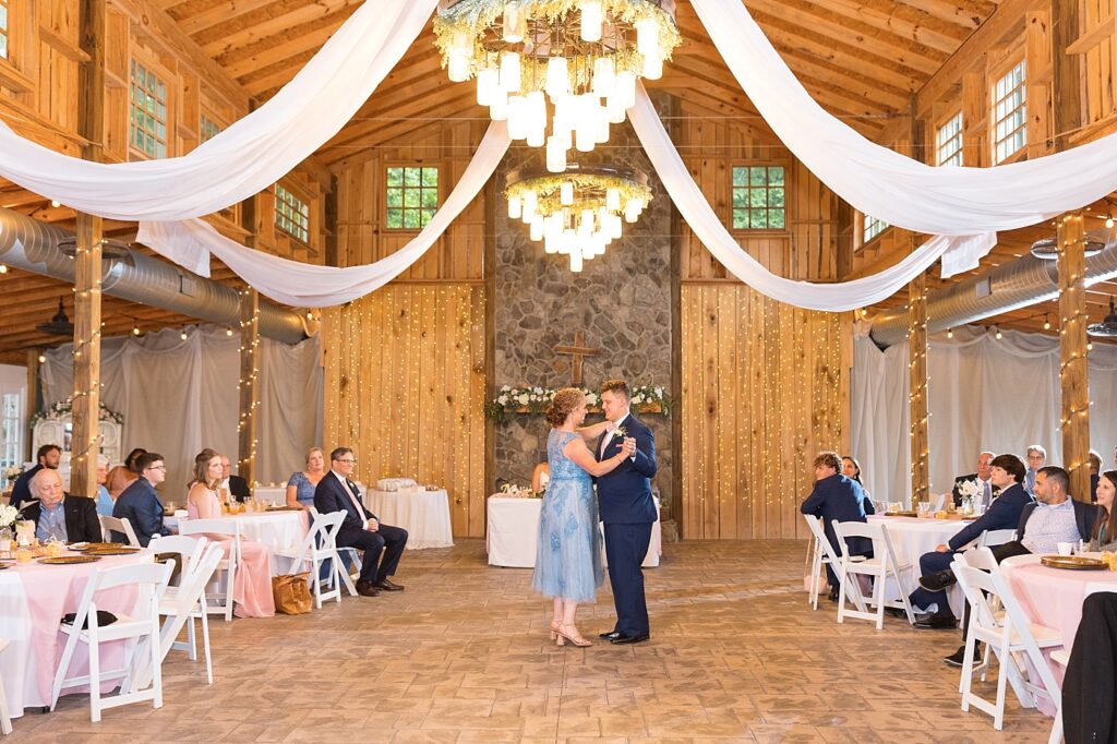 Groom dancing with his mom | Rustic wedding | Harvest House Wedding | Harvest House Photographer | Raleigh NC Wedding Photographer