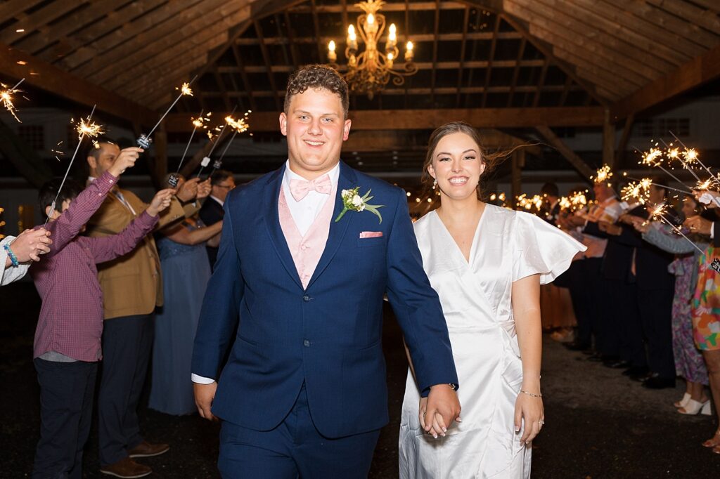Bride and groom sparkler exit | Rustic wedding | Harvest House Wedding | Harvest House Photographer | Raleigh NC Wedding Photographer