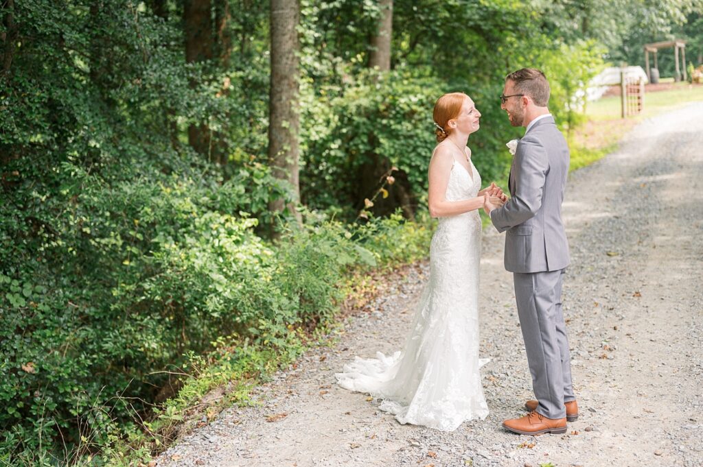 Bride and groom embracing | Rustic Wedding | Twin Oaks Barn Wedding | Twin Oaks Barn Wedding Photographer | Raleigh NC Wedding Photographer