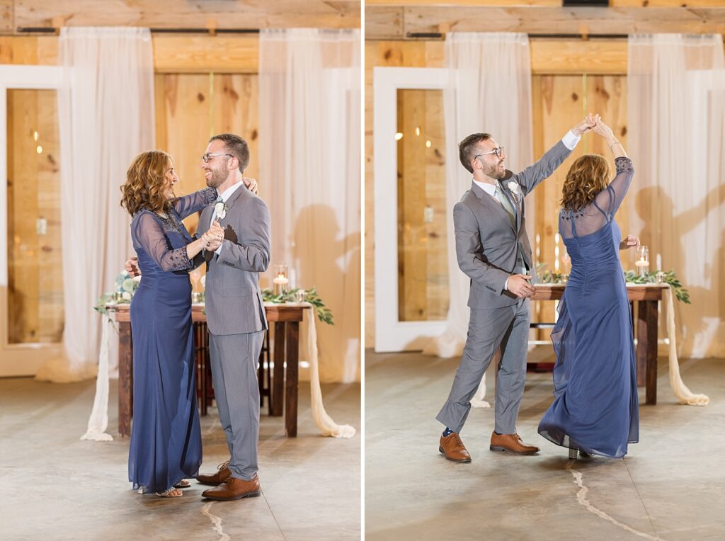 Groom dancing with mom | Rustic Wedding | Twin Oaks Barn Wedding | Twin Oaks Barn Wedding Photographer | Raleigh NC Wedding Photographer