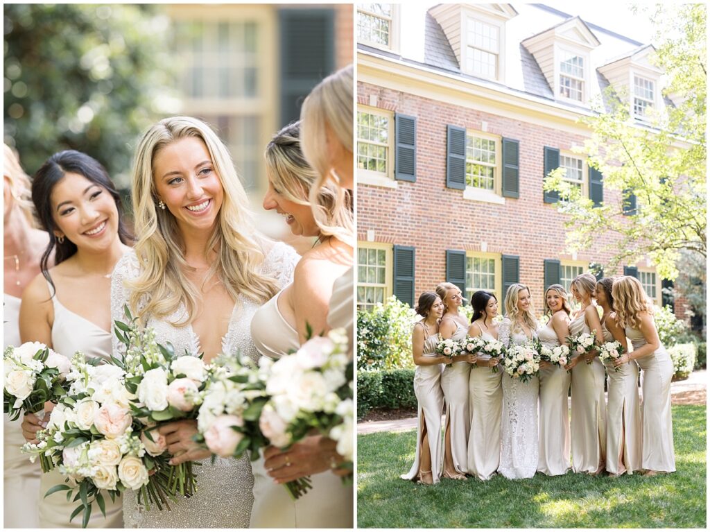 Bridesmaid dress in neutral color inspiration | Classic Summer Wedding | Wedding with Neutrals | Carolina Inn Wedding | UNC Alumni Wedding | Raleigh Wedding Photographer | NC Wedding Photographer
