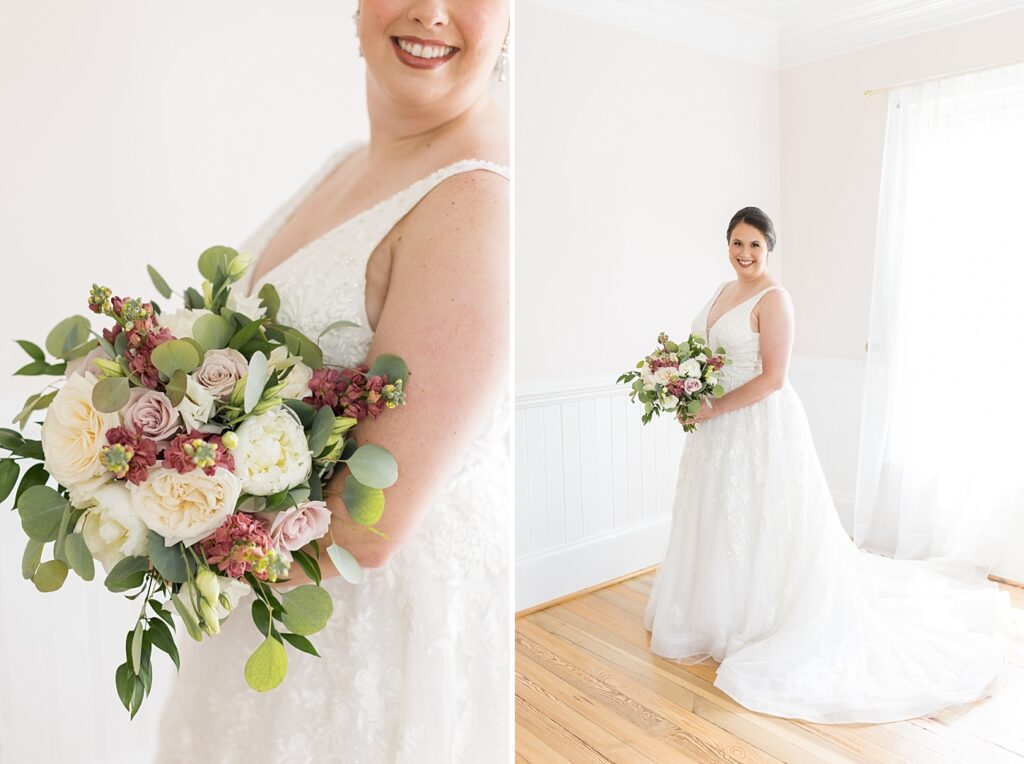 Pink bridal bouquet | Summer Wedding | The Matthews House Wedding | The Matthews House Wedding Photographer | Raleigh NC Wedding Photographer
