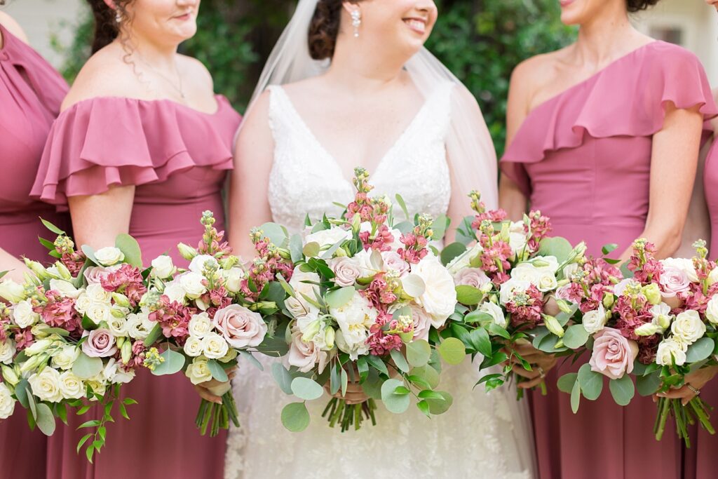 Pink wedding bouquet inspiration | Summer Wedding | The Matthews House Wedding | The Matthews House Wedding Photographer | Raleigh NC Wedding Photographer