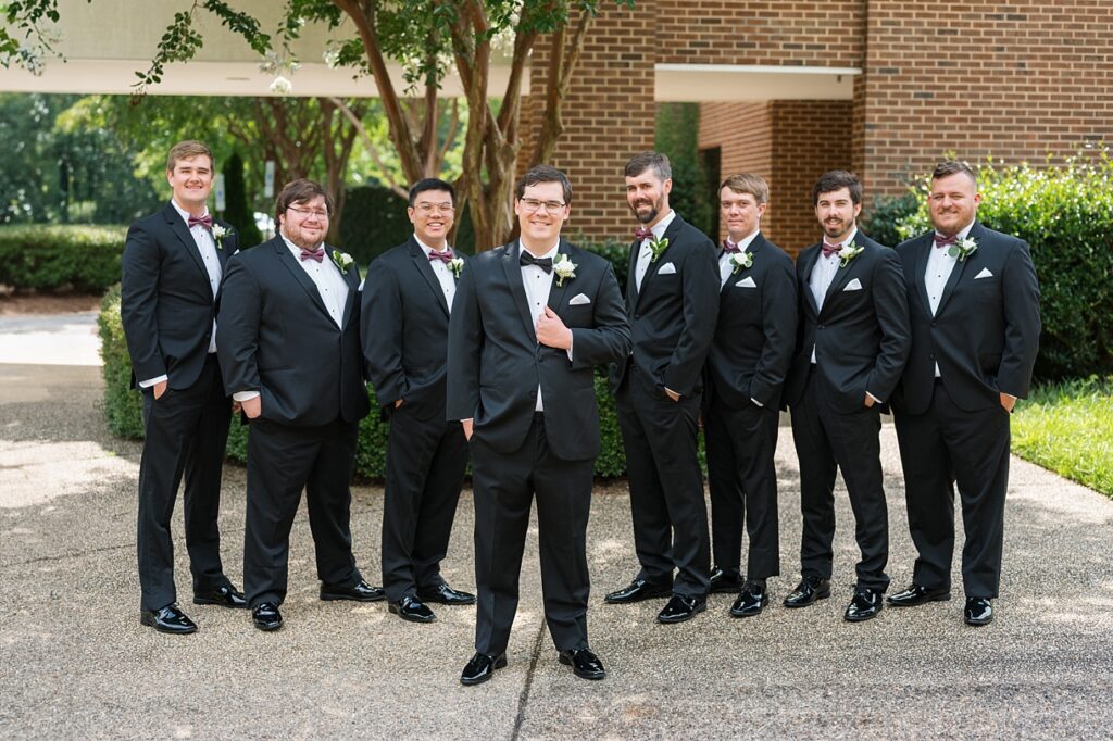 Groomsmen posing inpiration | Summer Wedding | The Matthews House Wedding | The Matthews House Wedding Photographer | Raleigh NC Wedding Photographer