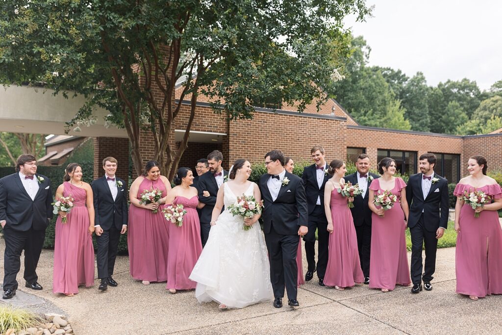 Bride and groom with wedding party | Summer Wedding | The Matthews House Wedding | The Matthews House Wedding Photographer | Raleigh NC Wedding Photographer