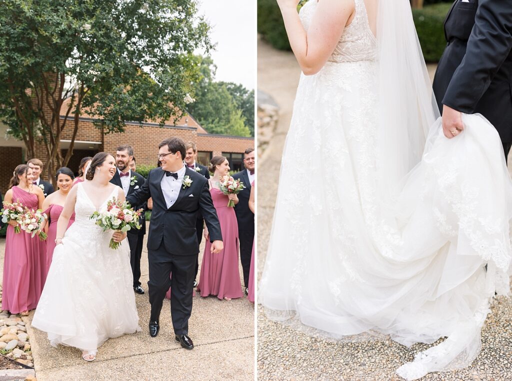Bride and groom smiling after wedding ceremony | Summer Wedding | The Matthews House Wedding | The Matthews House Wedding Photographer | Raleigh NC Wedding Photographer