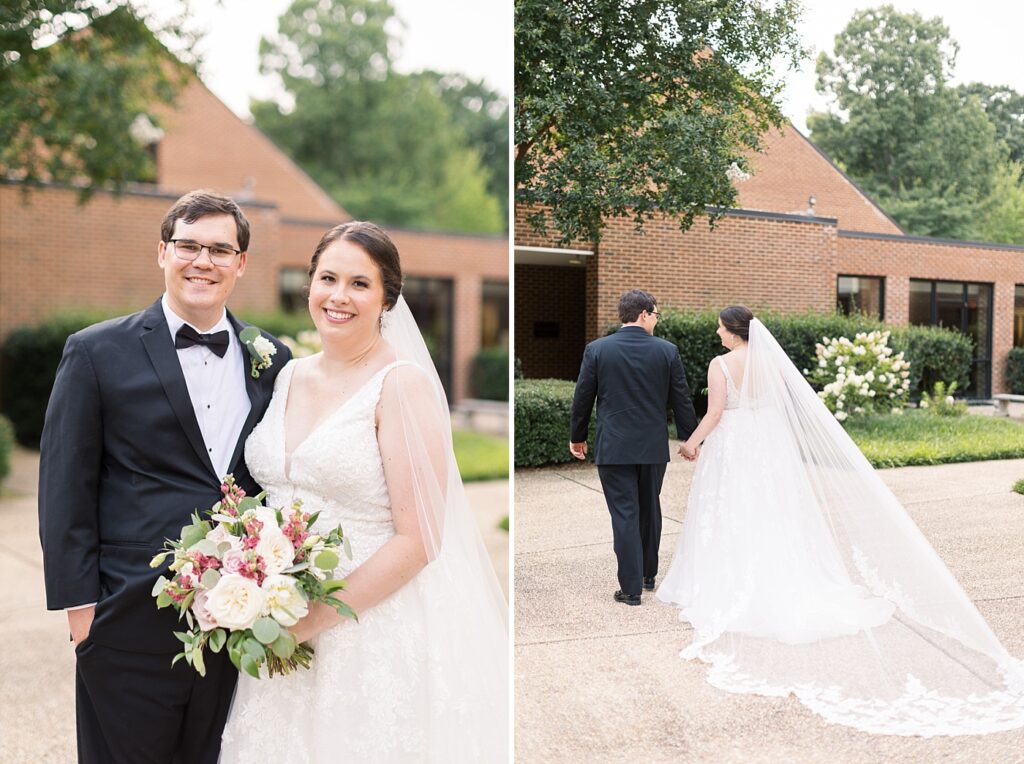 Bride and groom holding hands | Summer Wedding | The Matthews House Wedding | The Matthews House Wedding Photographer | Raleigh NC Wedding Photographer