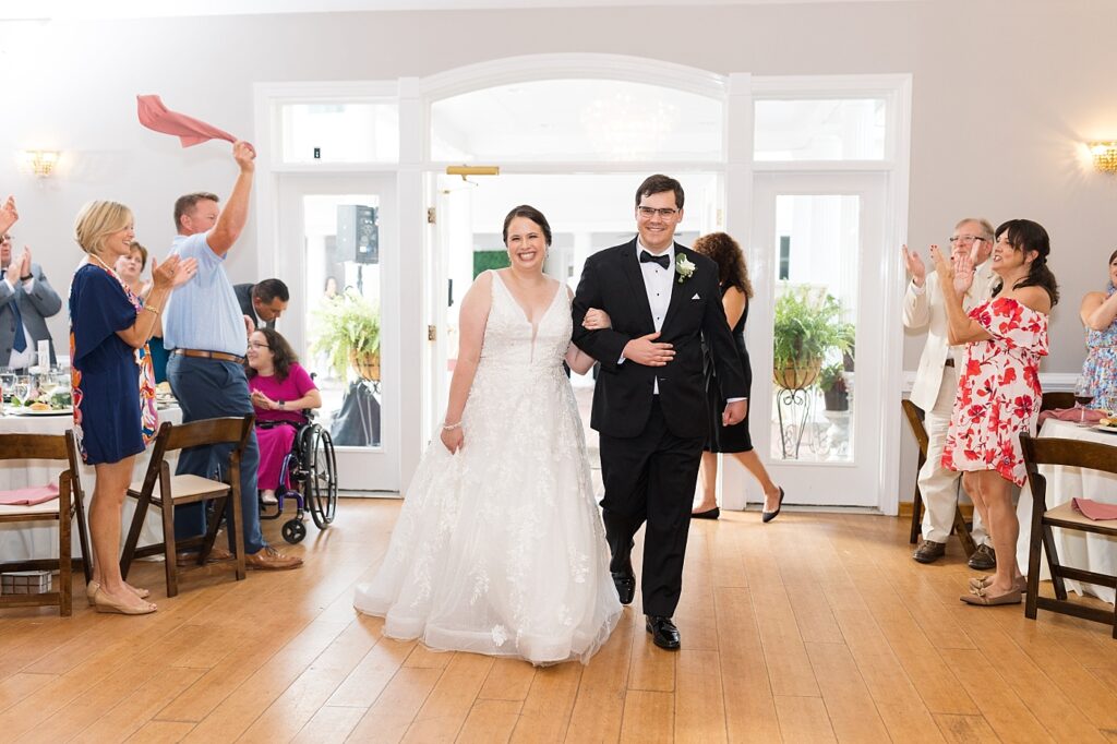 Bride and groom entrance to wedding reception | Summer wedding | The Matthews House Wedding | The Matthews House Wedding Photographer | Raleigh NC Wedding Photographer