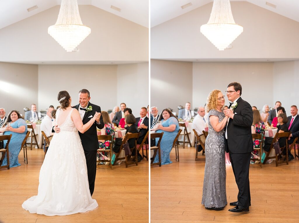 Father daughter dance and groom dancing with mom | Summer Wedding | The Matthews House Wedding | The Matthews House Wedding Photographer | Raleigh NC Wedding Photographer
