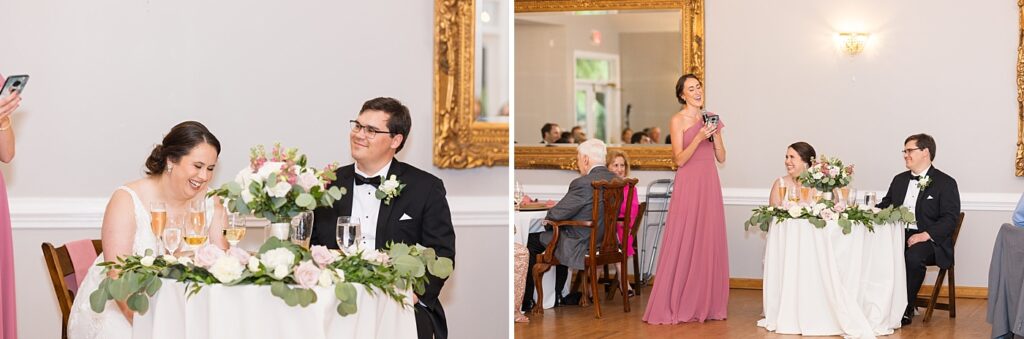 Bridesmaid giving toast | Summer Wedding | The Matthews House Wedding | The Matthews House Wedding Photographer | Raleigh NC Wedding Photographer