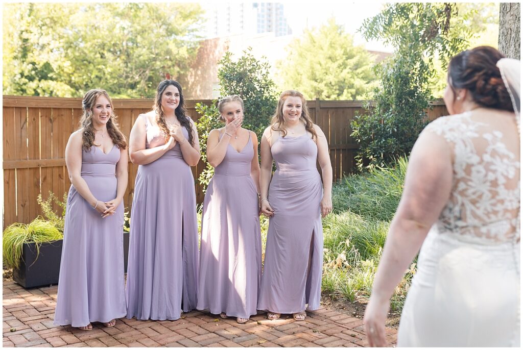 Bridal party first look | Caffe Luna Wedding | Caffe Luna Wedding Photographer | Raleigh NC Wedding Photographer