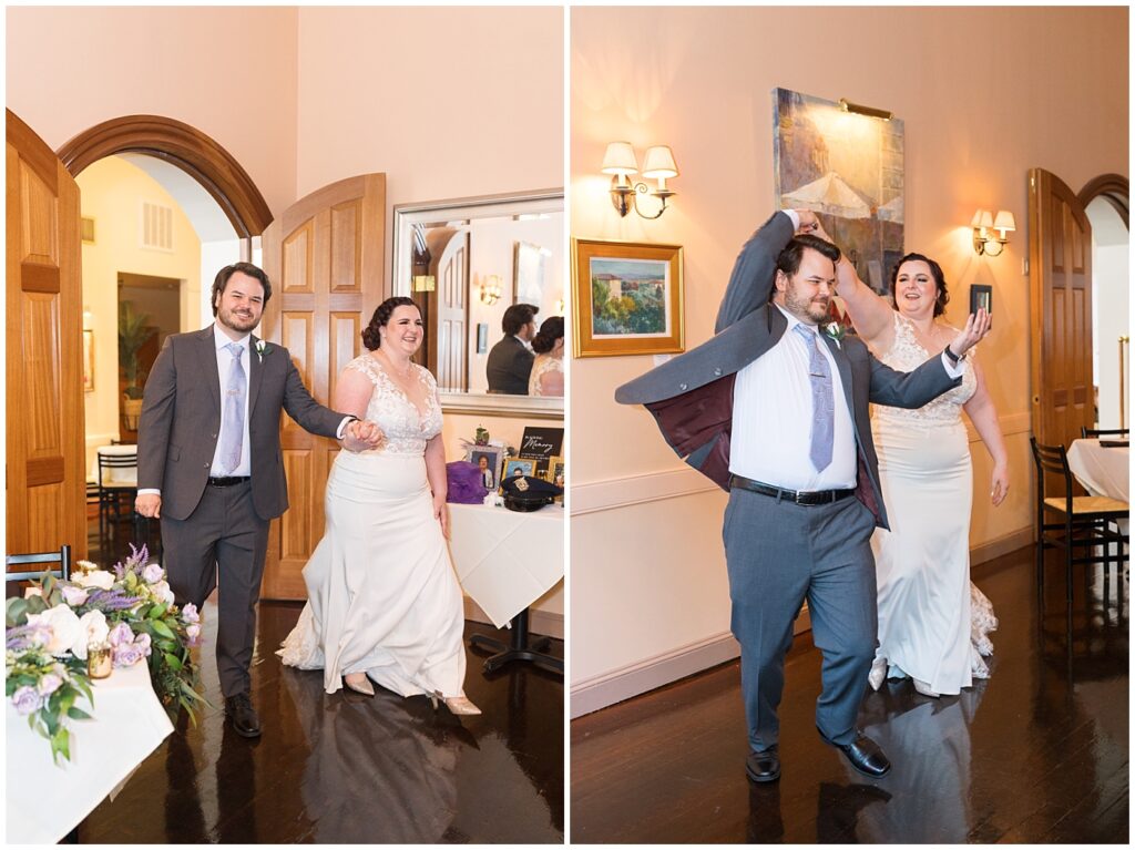 Bride and groom entrance as husband and wife | Caffe Luna Wedding | Caffe Luna Wedding Photographer | Raleigh NC Wedding Photographer