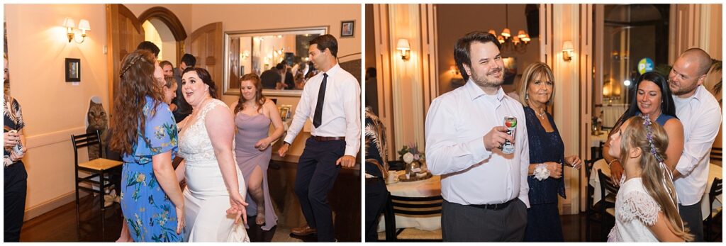 Bride dancing with wedding guests | Caffe Luna Wedding | Caffe Luna Wedding Photographer | Raleigh NC Wedding Photographer