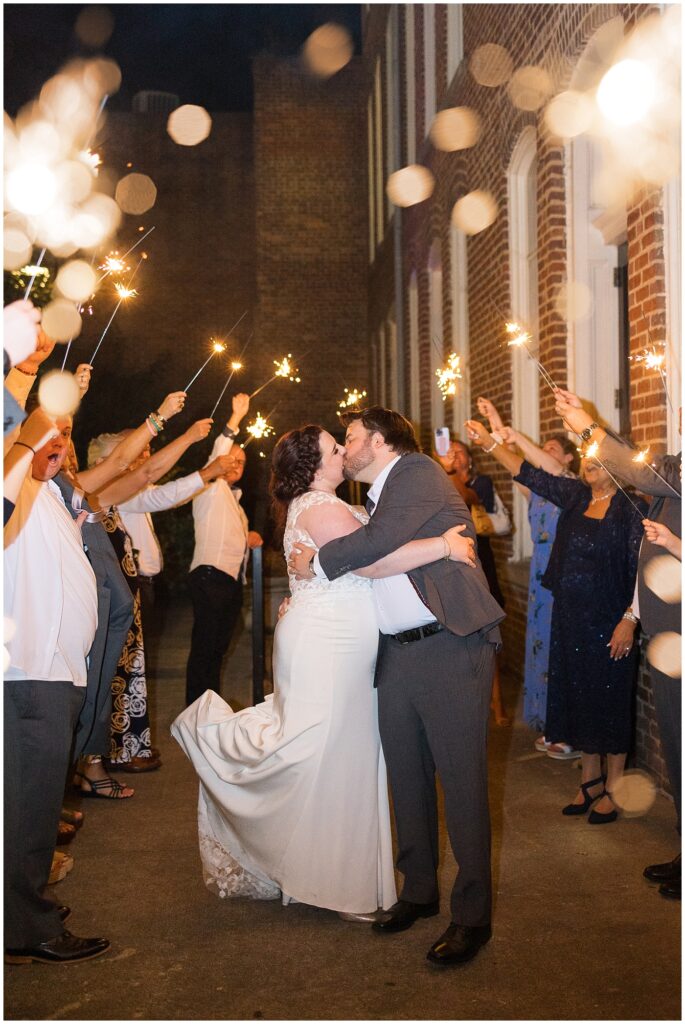 Bride and groom sparkler farewell | Caffe Luna Wedding | Caffe Luna Wedding Photographer | Raleigh NC Wedding Photographer