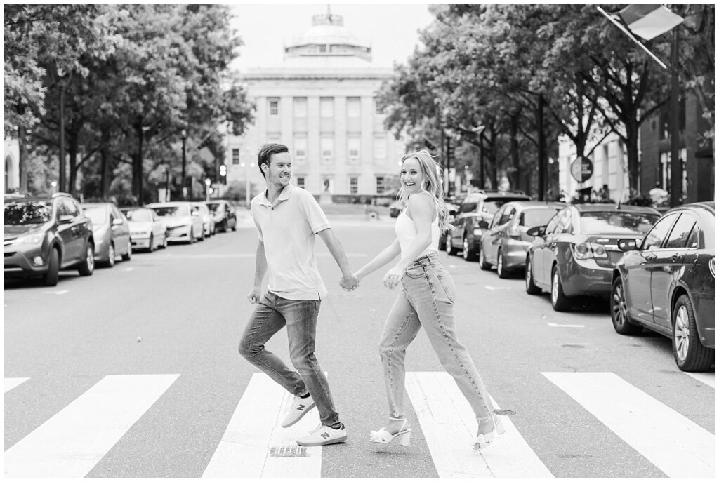 Urban engagement photos | Fayetteville Street | Raleigh Engagement Photographer | Engagement photos in Raleigh