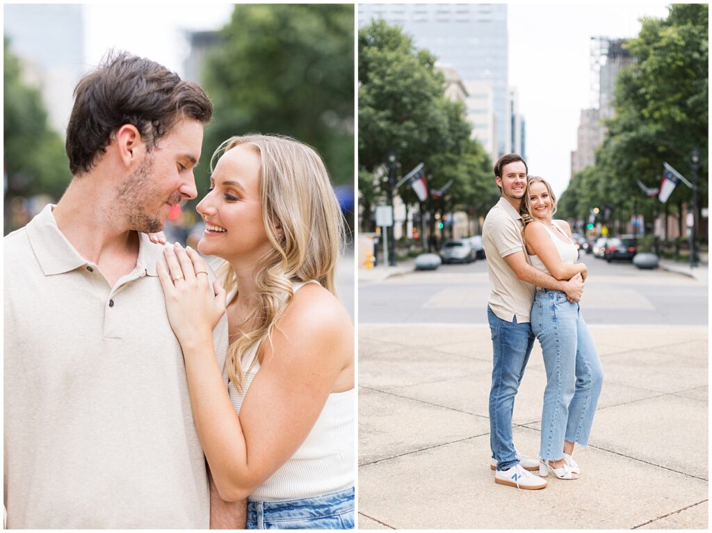 Urban engagement photos | Fayetteville Street | Raleigh Engagement Photographer | Engagement photos in Raleigh