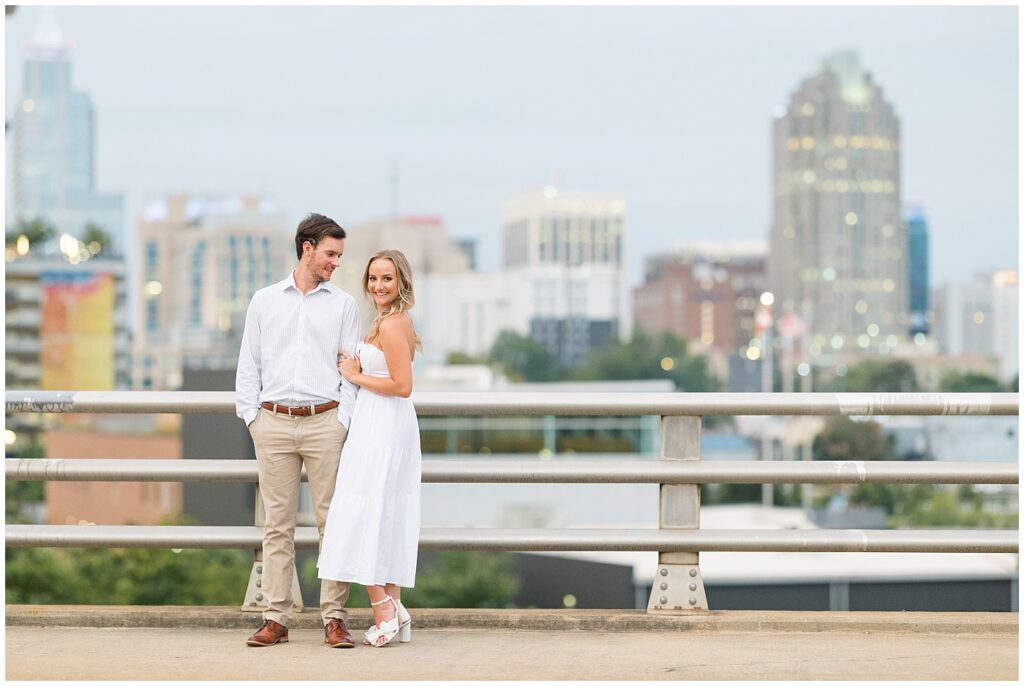 Boylan Bridge Raleigh Skyline engagement photos | Raleigh Wedding Photographer | Sarah Hinckley Photography