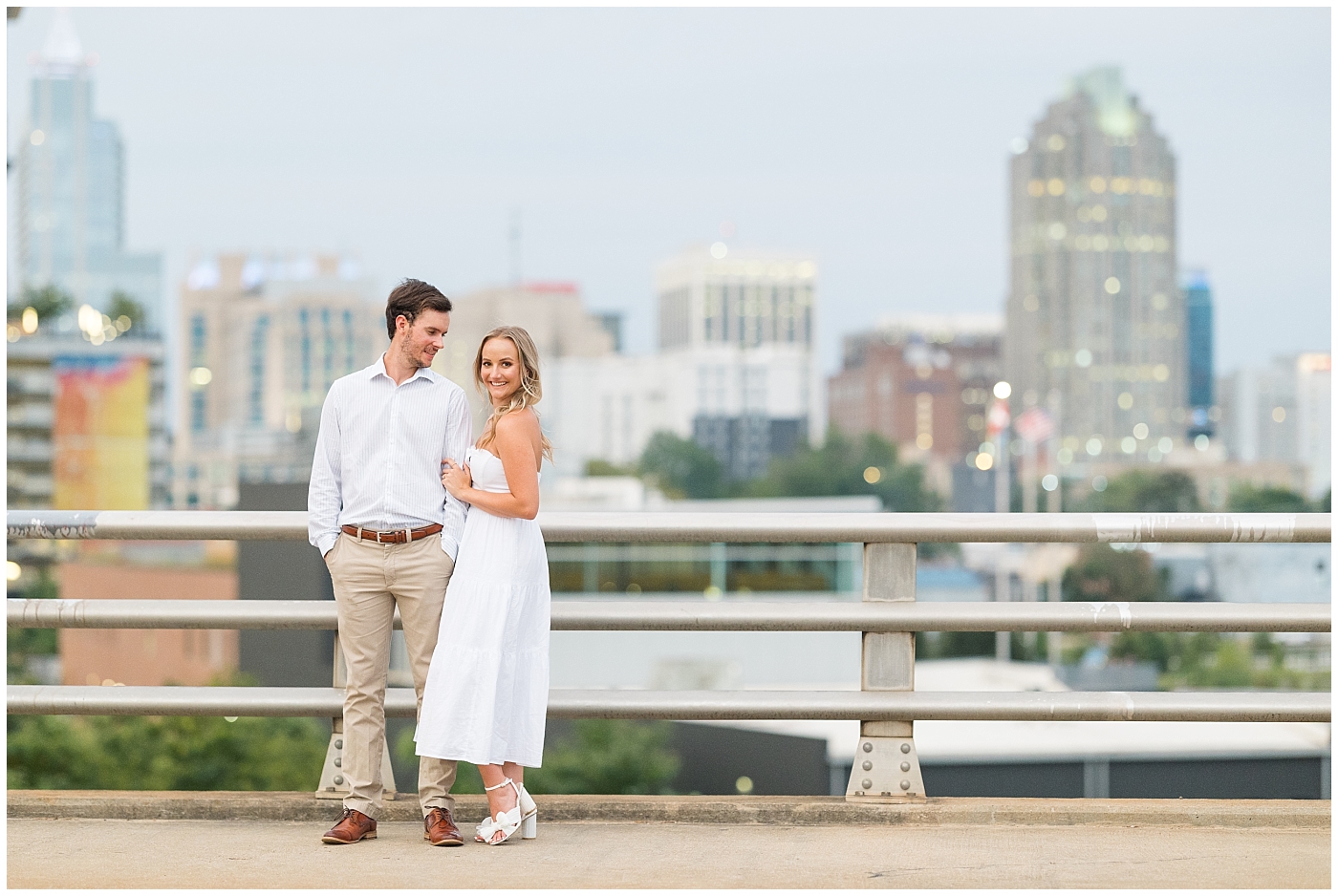 Downtown Raleigh Engagement Photos in the Summer on the Boylan Bridge | Raleigh Wedding Photographer | Sarah Hinckley Photography