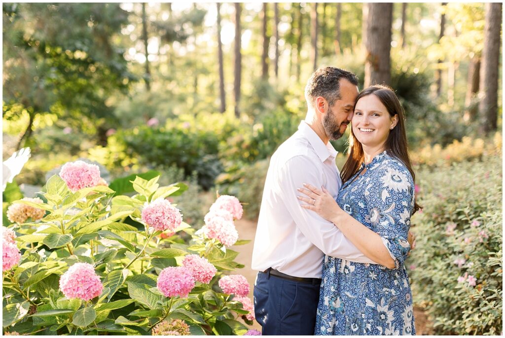 Engagement photo outfit inspiration | WRAL Gardens engagement photos | Raleigh NC wedding photographer 