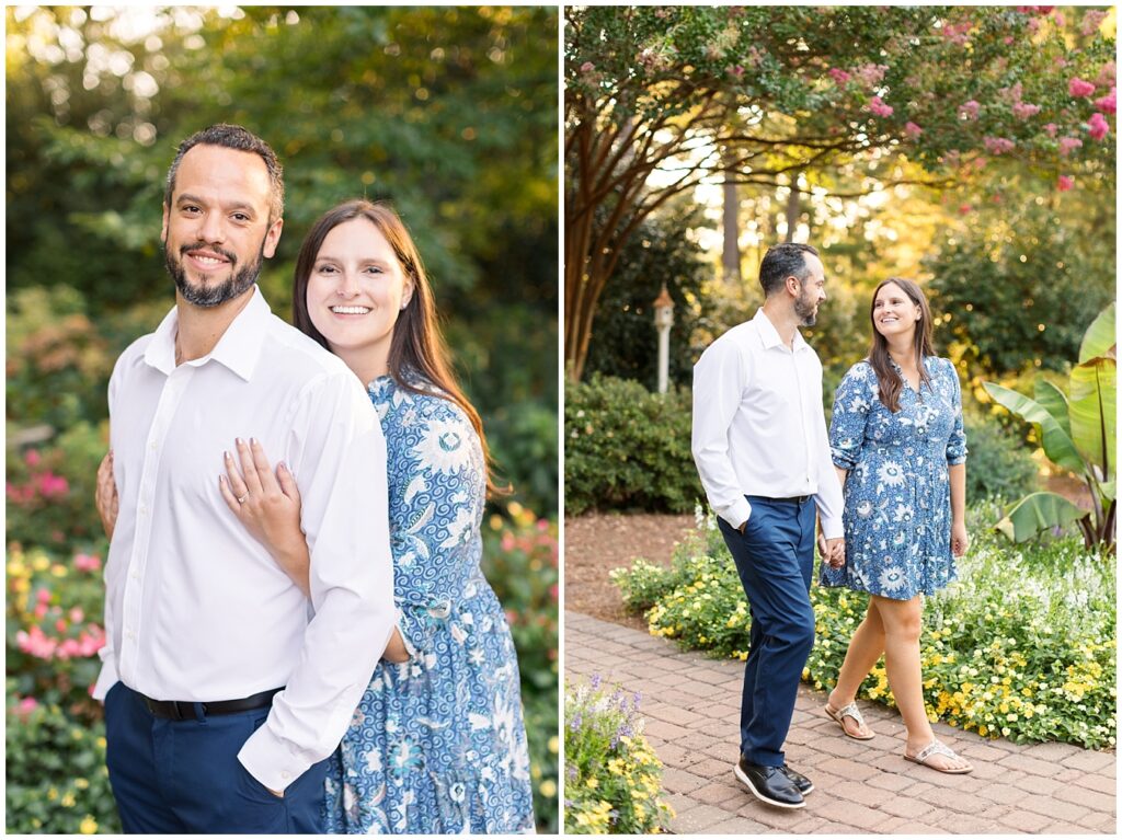 Garden inspired engagement outfit | WRAL Gardens engagement photos | Raleigh NC wedding photographer 