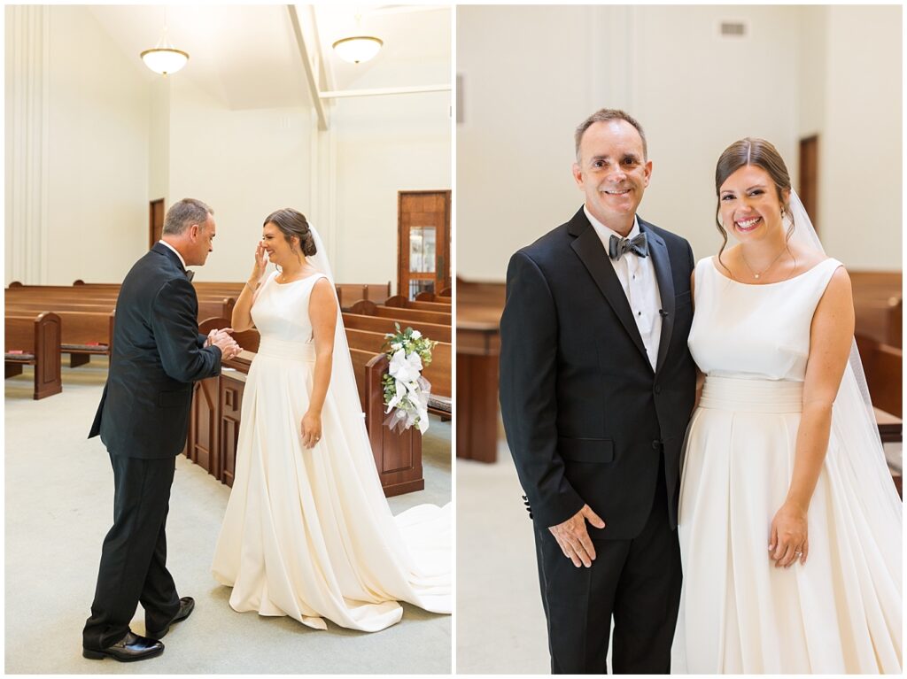 Father daughter first look | Summer Wedding | Angus Barn Wedding | Angus Barn Wedding Photographer | Raleigh NC Wedding Photographer