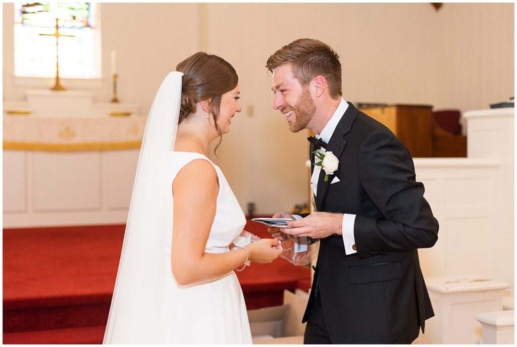 Bride and groom first look | Summer Wedding | Angus Barn Wedding | Angus Barn Wedding Photographer | Raleigh NC Wedding Photographer