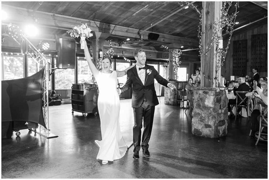 Bride and groom being introduced at wedding reception | Summer Wedding | Angus Barn Wedding | Angus Barn Wedding Photographer | Raleigh NC Wedding Photographer